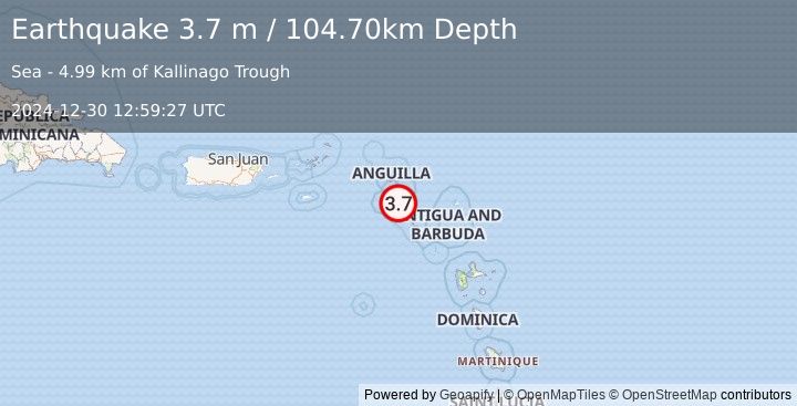 Earthquake SAINT KITTS AND NEVIS REGION (3.7 m) (2024-12-30 12:59:27 UTC)