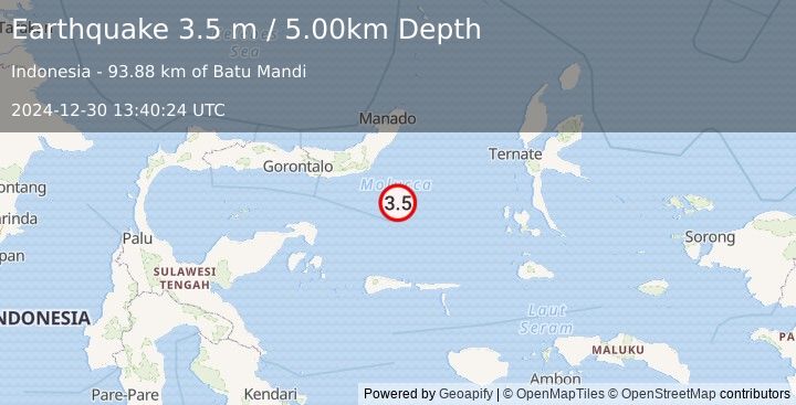 Earthquake MOLUCCA SEA (3.5 m) (2024-12-30 13:40:24 UTC)