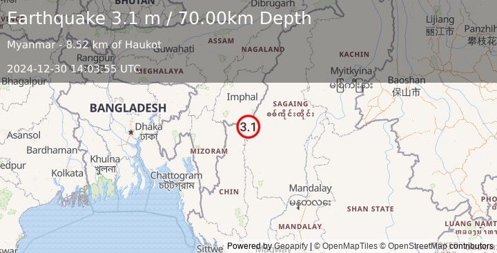 Earthquake MYANMAR (3.1 m) (2024-12-30 14:03:55 UTC)