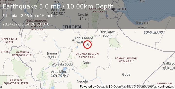 Earthquake ETHIOPIA (5.0 mb) (2024-12-30 14:26:53 UTC)