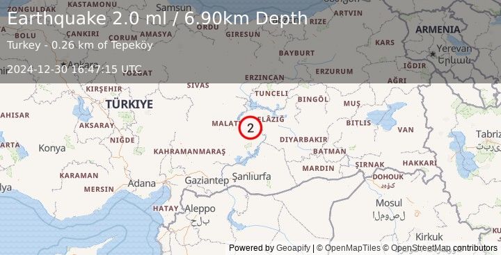 Earthquake EASTERN TURKEY (2.0 ml) (2024-12-30 16:47:15 UTC)