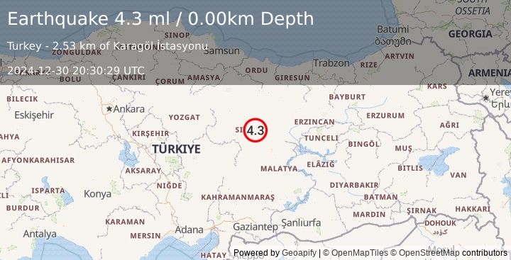 Earthquake CENTRAL TURKEY (4.3 ml) (2024-12-30 20:30:29 UTC)