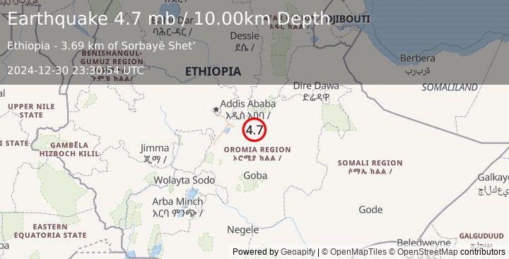 Earthquake ETHIOPIA (4.7 mb) (2024-12-30 23:30:54 UTC)