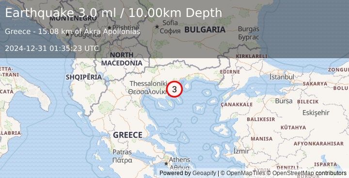 Earthquake AEGEAN SEA (3.0 ml) (2024-12-31 01:35:23 UTC)