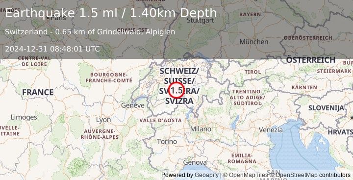 Earthquake SWITZERLAND (1.5 ml) (2024-12-31 08:48:01 UTC)