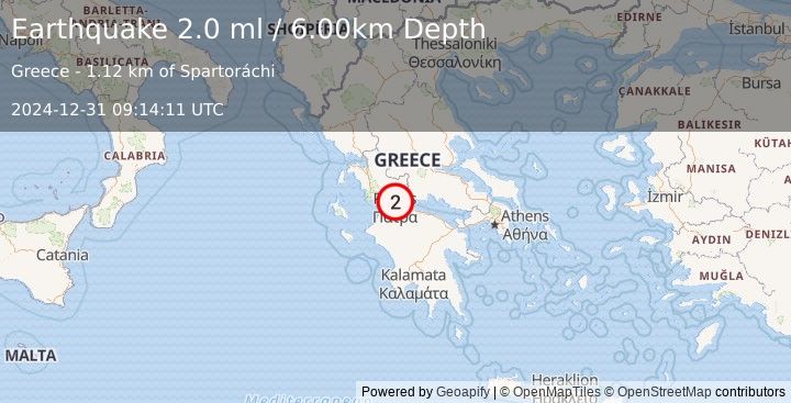 Earthquake GREECE (2.0 ml) (2024-12-31 09:14:11 UTC)