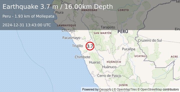 Earthquake CENTRAL PERU (3.7 m) (2024-12-31 13:43:00 UTC)