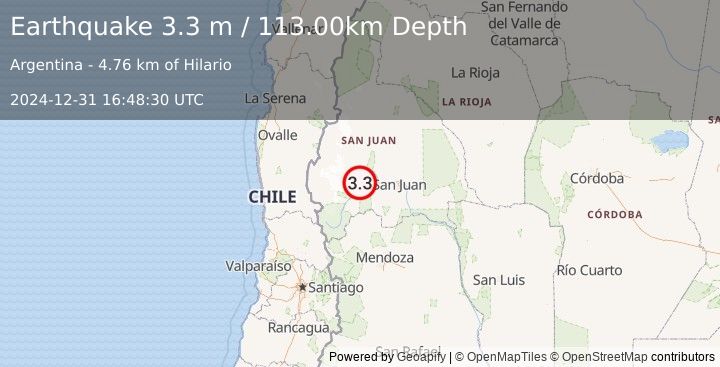 Earthquake SAN JUAN, ARGENTINA (3.3 m) (2024-12-31 16:48:30 UTC)