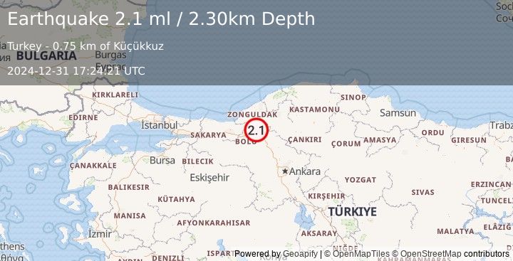 Earthquake WESTERN TURKEY (2.1 ml) (2024-12-31 17:24:21 UTC)