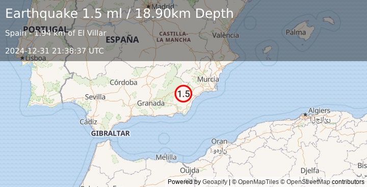 Earthquake SPAIN (1.5 ml) (2024-12-31 21:38:37 UTC)