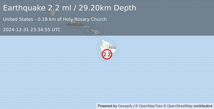 Earthquake ISLAND OF HAWAII, HAWAII (2.2 ml) (2024-12-31 23:34:55 UTC)