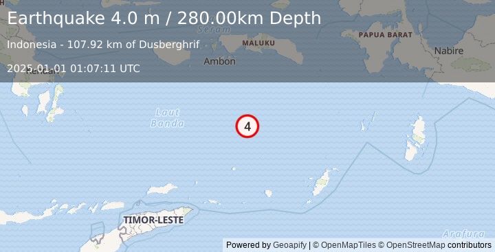 Earthquake BANDA SEA (4.0 m) (2025-01-01 01:07:11 UTC)