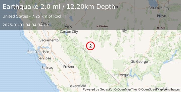 Earthquake NEVADA (2.0 ml) (2025-01-01 04:34:34 UTC)