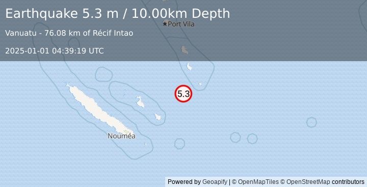 Earthquake VANUATU (5.6 mw) (2025-01-01 04:39:17 UTC)