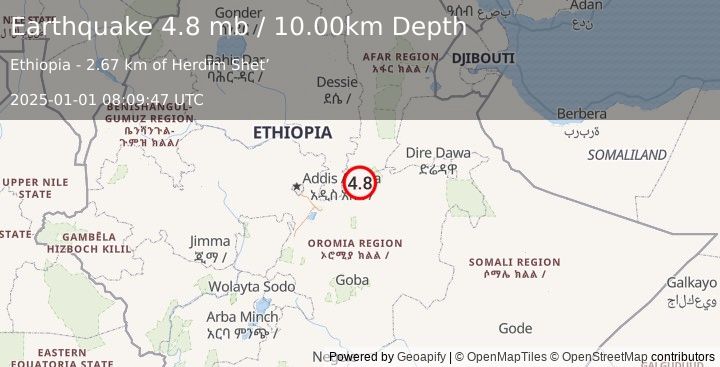 Earthquake ETHIOPIA (4.8 mb) (2025-01-01 08:09:47 UTC)