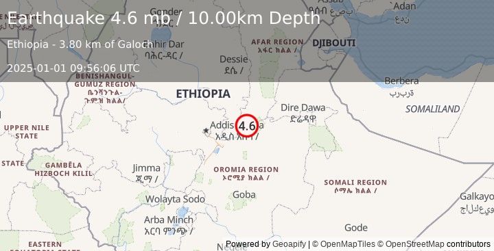 Earthquake ETHIOPIA (4.6 mb) (2025-01-01 09:56:06 UTC)