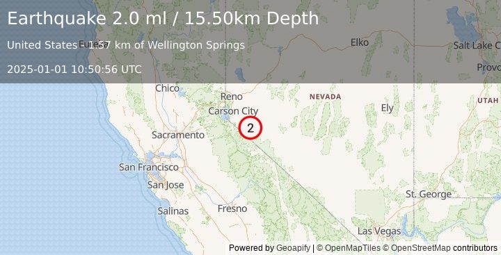 Earthquake NEVADA (2.0 ml) (2025-01-01 10:50:56 UTC)