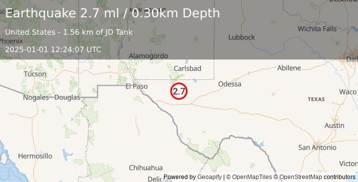 Earthquake WESTERN TEXAS (2.9 ml) (2025-01-01 12:24:17 UTC)