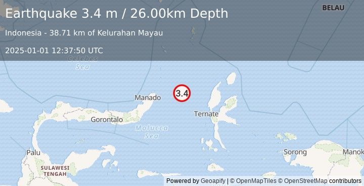 Earthquake MOLUCCA SEA (3.4 m) (2025-01-01 12:37:50 UTC)