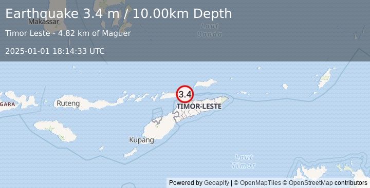 Earthquake EAST TIMOR REGION (3.4 m) (2025-01-01 18:14:33 UTC)