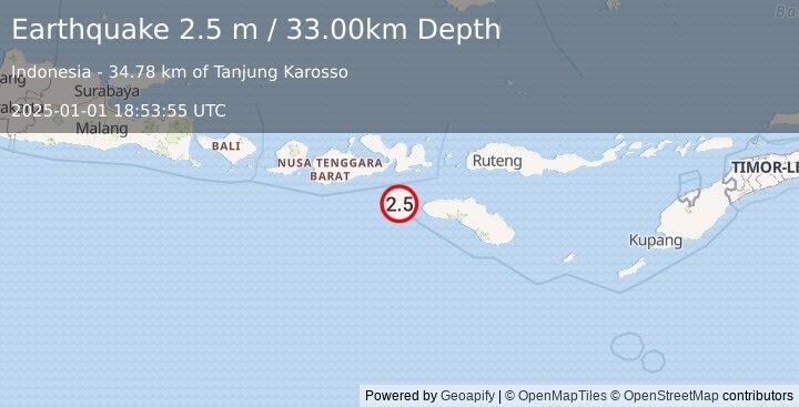 Earthquake SUMBAWA REGION, INDONESIA (2.5 m) (2025-01-01 18:53:55 UTC)