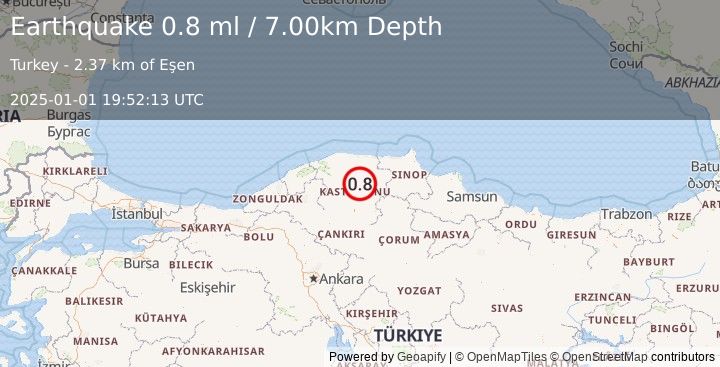 Earthquake CENTRAL TURKEY (0.8 ml) (2025-01-01 19:52:13 UTC)