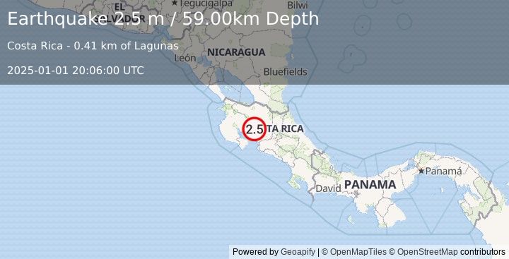 Earthquake COSTA RICA (2.5 m) (2025-01-01 20:06:00 UTC)