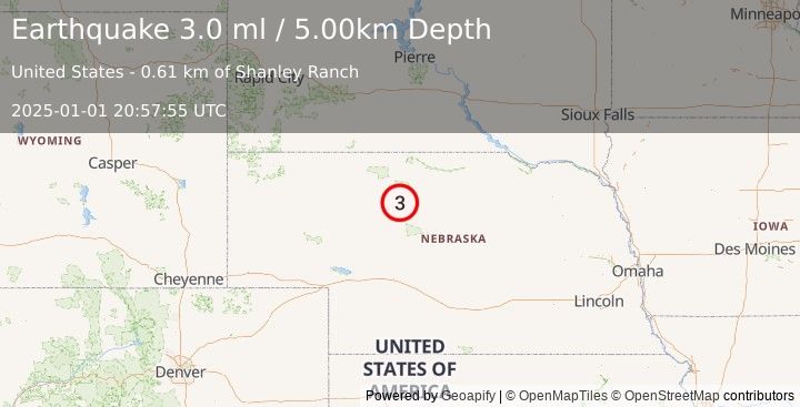 Earthquake NEBRASKA (3.0 ml) (2025-01-01 20:57:55 UTC)