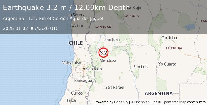 Earthquake MENDOZA, ARGENTINA (3.2 m) (2025-01-02 06:42:30 UTC)