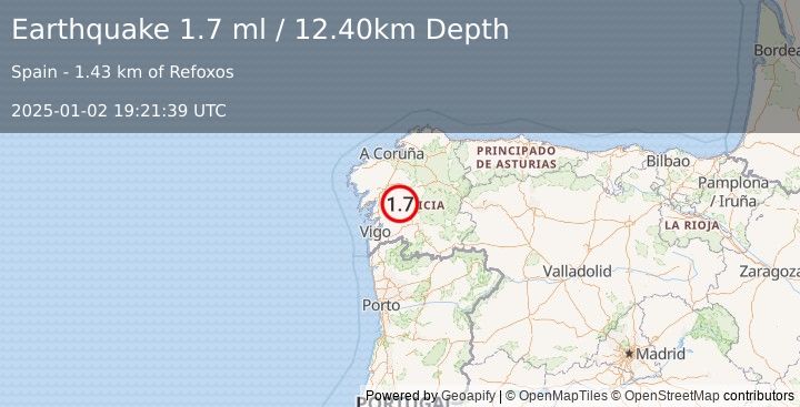 Earthquake SPAIN (1.7 ml) (2025-01-02 19:21:39 UTC)