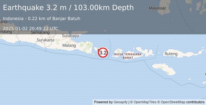 Earthquake BALI REGION, INDONESIA (3.2 m) (2025-01-02 20:49:22 UTC)