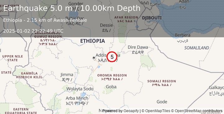 Earthquake ETHIOPIA (4.7 mb) (2025-01-02 22:22:48 UTC)