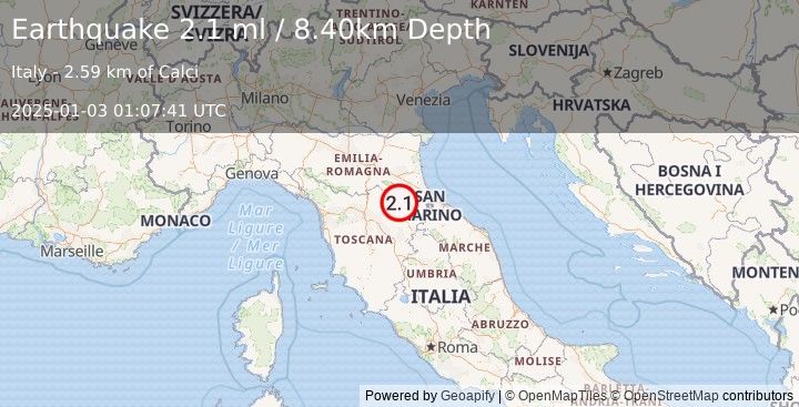 Earthquake CENTRAL ITALY (2.1 ml) (2025-01-03 01:07:41 UTC)