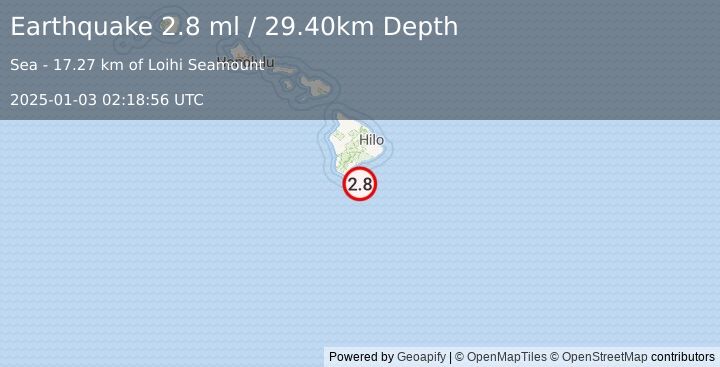 Earthquake HAWAII REGION, HAWAII (2.8 ml) (2025-01-03 02:18:56 UTC)