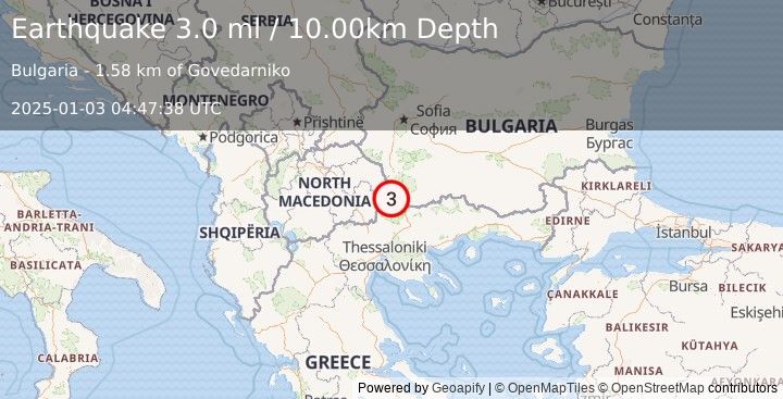 Earthquake BULGARIA (3.0 ml) (2025-01-03 04:47:38 UTC)