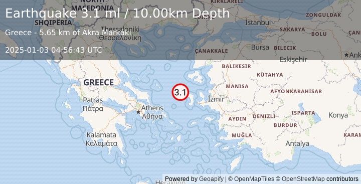 Earthquake AEGEAN SEA (3.1 ml) (2025-01-03 04:56:43 UTC)