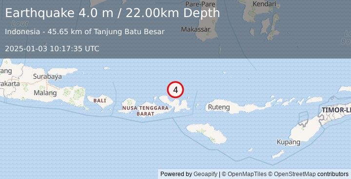 Earthquake FLORES SEA (4.0 m) (2025-01-03 10:17:35 UTC)