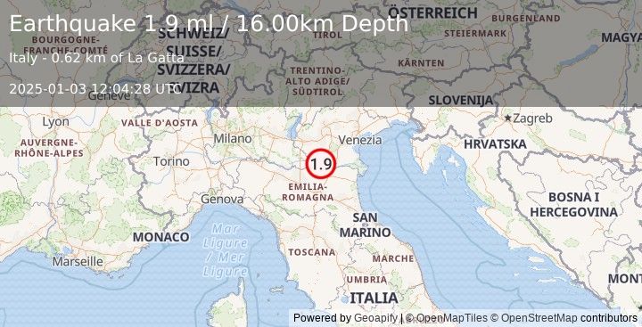 Earthquake NORTHERN ITALY (2.0 ml) (2025-01-03 12:04:27 UTC)