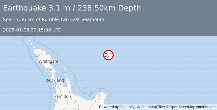 Earthquake OFF E. COAST OF N. ISLAND, N.Z. (3.1 m) (2025-01-03 20:15:38 UTC)