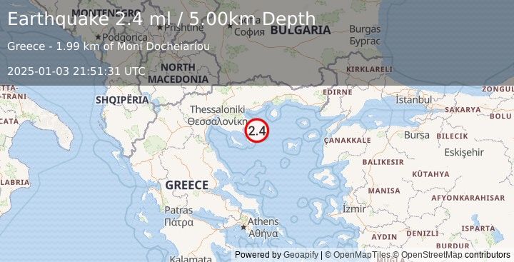 Earthquake AEGEAN SEA (2.4 ml) (2025-01-03 21:51:31 UTC)