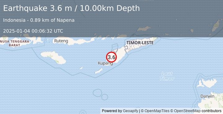 Earthquake TIMOR REGION (3.6 m) (2025-01-04 00:06:32 UTC)