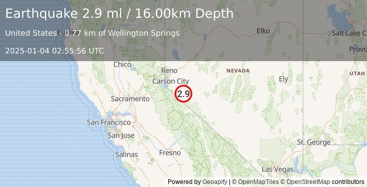 Earthquake NEVADA (2.9 ml) (2025-01-04 02:55:56 UTC)