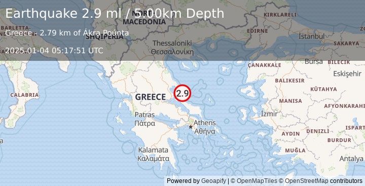 Earthquake AEGEAN SEA (2.9 ml) (2025-01-04 05:17:51 UTC)