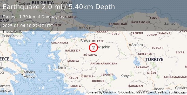 Earthquake WESTERN TURKEY (2.0 ml) (2025-01-04 10:27:47 UTC)