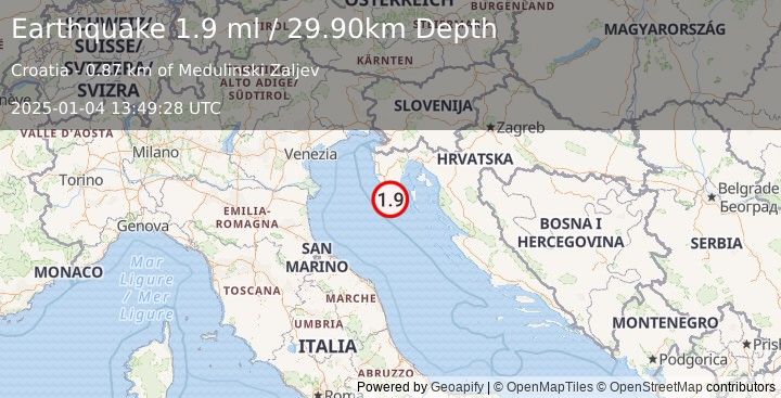 Earthquake ADRIATIC SEA (1.9 ml) (2025-01-04 13:49:28 UTC)