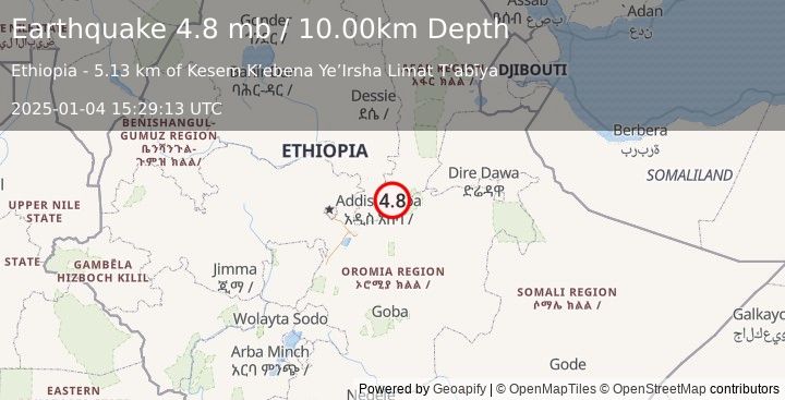 Earthquake ETHIOPIA (4.8 mb) (2025-01-04 15:29:13 UTC)