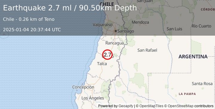 Earthquake MAULE, CHILE (2.7 ml) (2025-01-04 20:37:44 UTC)