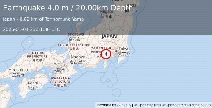 Earthquake NEAR S. COAST OF HONSHU, JAPAN (4.0 m) (2025-01-04 23:51:30 UTC)