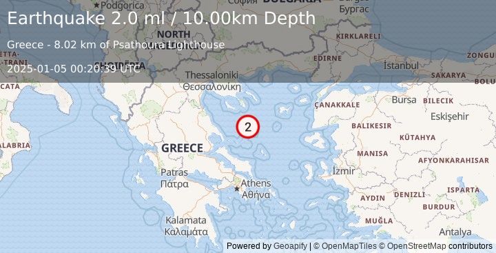 Earthquake AEGEAN SEA (2.0 ml) (2025-01-05 00:20:39 UTC)