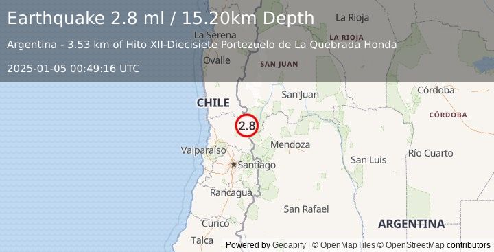 Earthquake VALPARAISO, CHILE (2.8 ml) (2025-01-05 00:49:16 UTC)